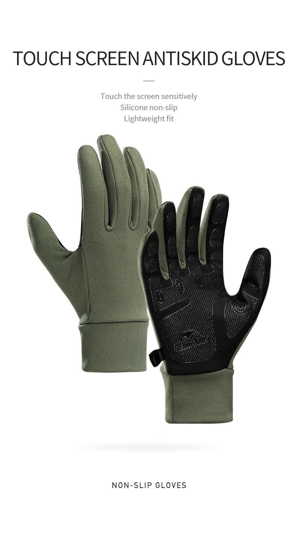 Naturehike Touch Screen Anti-skid Gloves Mountaineering Cycling Hiking Non-Slip Portable Gloves NH20FS032