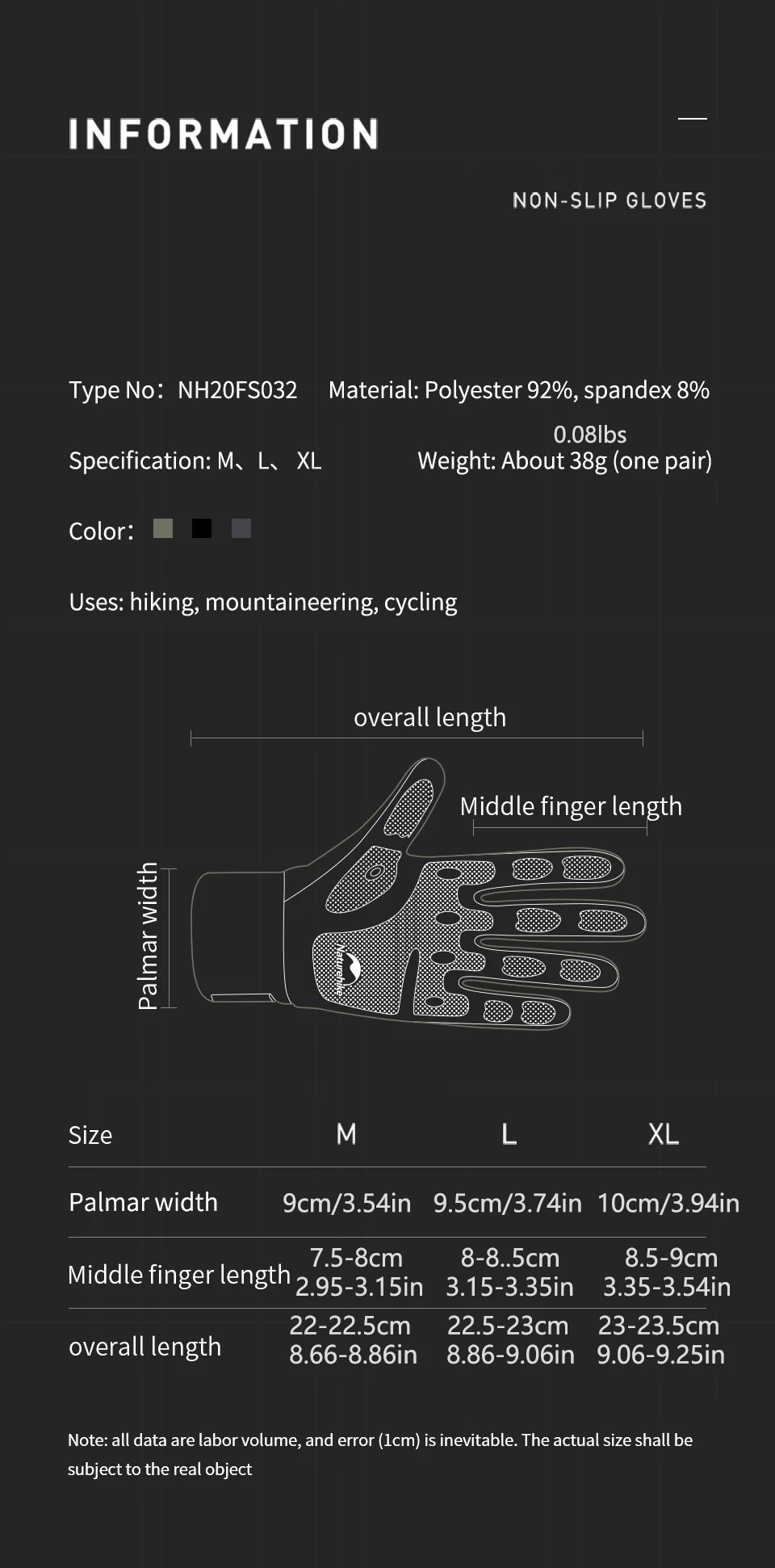Naturehike Touch Screen Anti-skid Gloves Mountaineering Cycling Hiking Non-Slip Portable Gloves NH20FS032