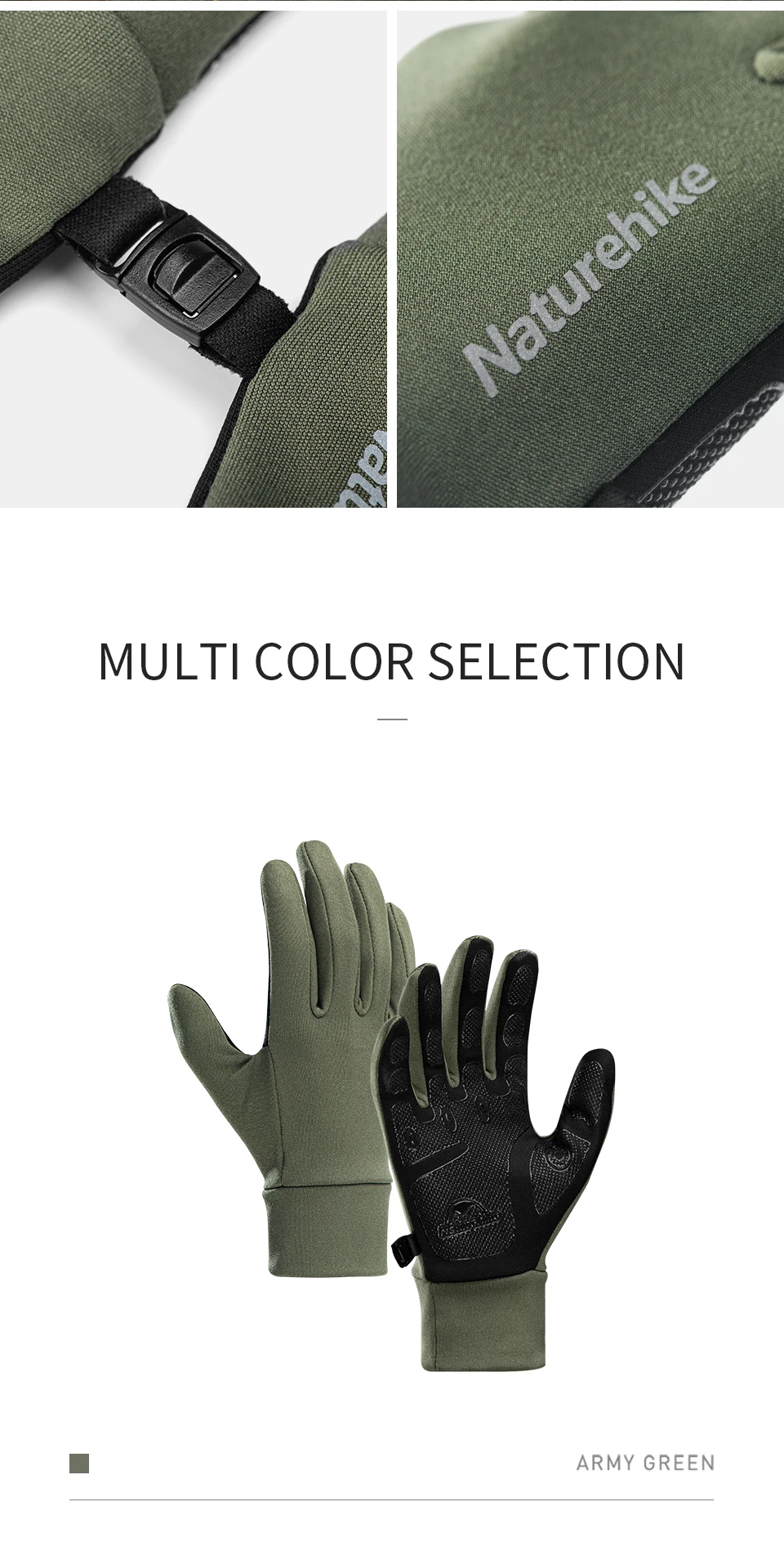Naturehike Touch Screen Anti-skid Gloves Mountaineering Cycling Hiking Non-Slip Portable Gloves NH20FS032