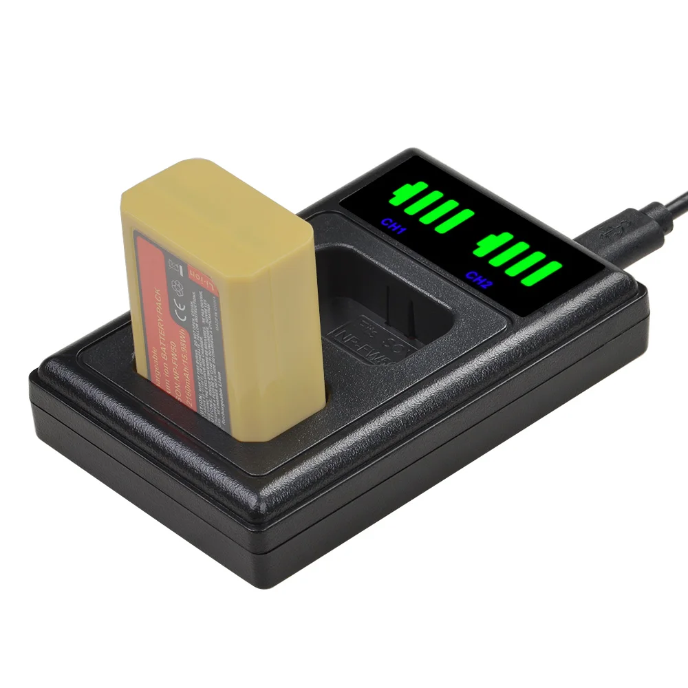DuraPro 2160mah NP-FW50 NP FW50 Battery + USB Dual Charger for Sony A6000 A6400 A6300 A6500 A7 A7II A7RII A7SII A7S A7S2 A7R
