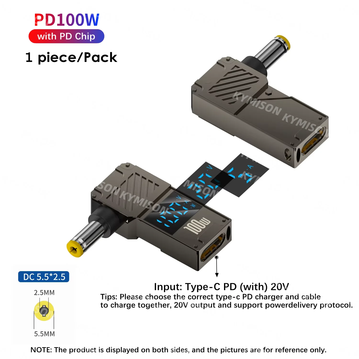 100W USB Type C Female to 5.5x2.5mm Plug Converter Laptop Power Adapter Connector USB C Fast Charging Cable for Laptop Charger