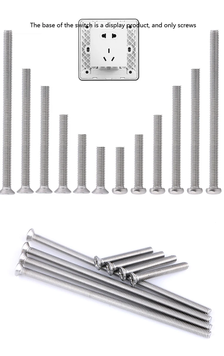 machine screws long phillips M4*30/40/50/60/70/80/90/100mm socket button screw round head 304 stainless steel cross recessed