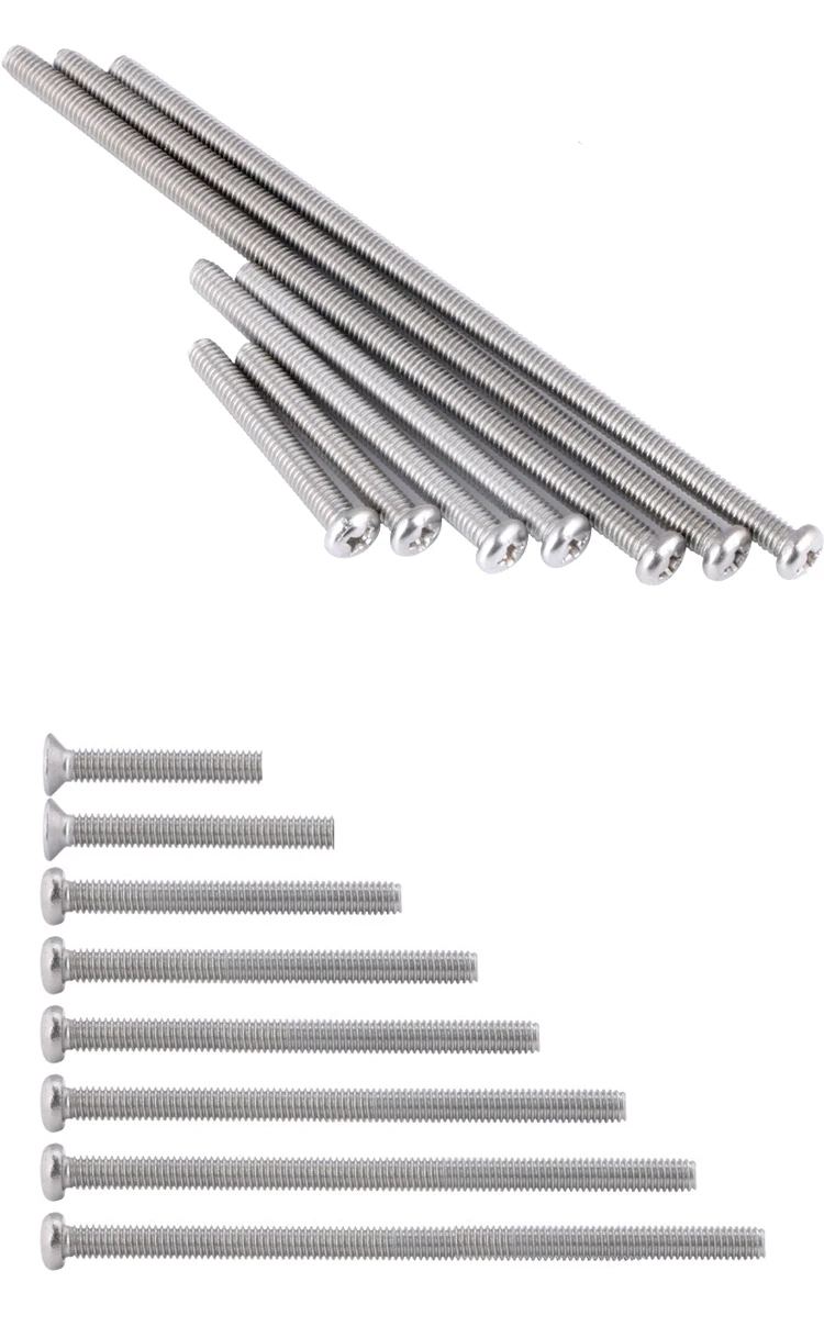 machine screws long phillips M4*30/40/50/60/70/80/90/100mm socket button screw round head 304 stainless steel cross recessed