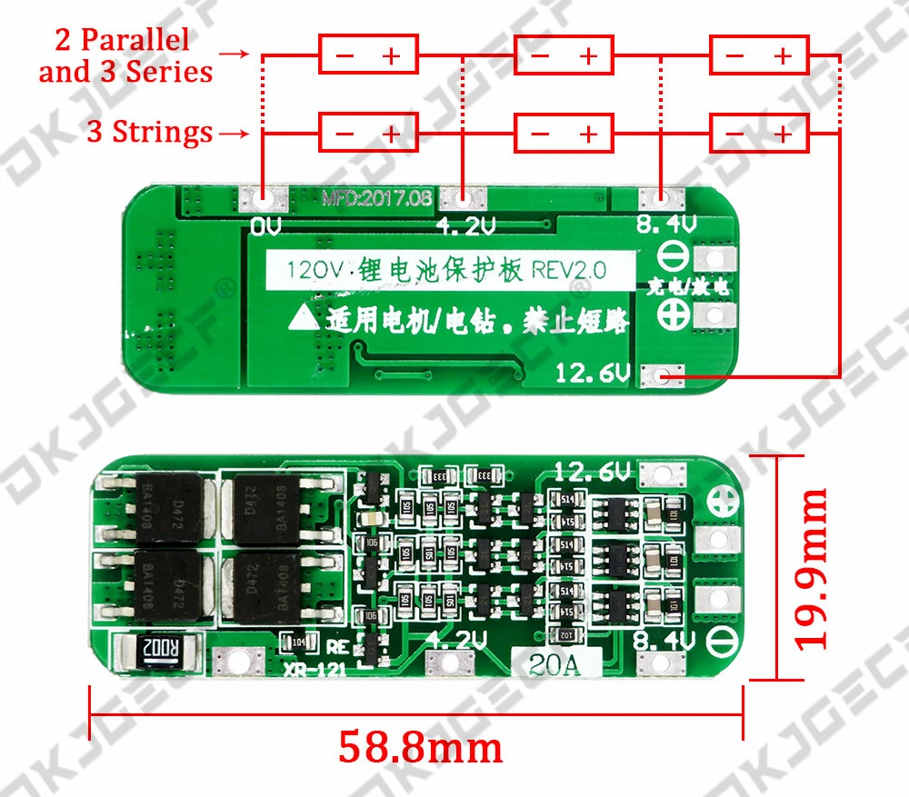 1S 2S 3S 4S 5S 6S 3A 15A 20A 30A Li-ion Lithium Battery 18650 Charger PCB BMS Protection Board For Drill Motor Lipo Cell Module