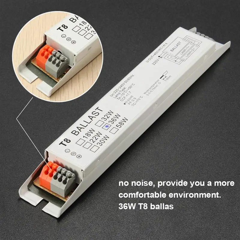 220-240V AC 2x18W 2x30W 2x36W 2x58W Wide Voltage T8 Electronic Ballast Fluorescent Lamp Ballasts