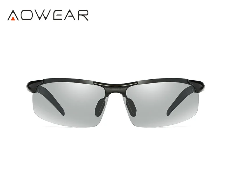 AOWEAR Mens Photochromic Sunglasses Men Polarized Day Night Driving Chameleon Glasses Aluminium Magnesium Sports Style Sunglass
