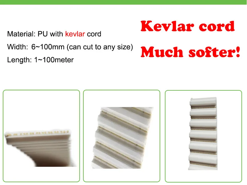 Polyurethane PU T5 Tooth Transmission Conveyor Timing Belt Open With Steel Cord Kevlar Cord Belt Replacement of Electric Curtain