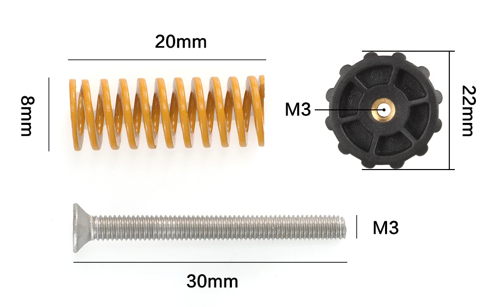 3DSWAY 3D Printer Part M3 M4 Hotbed Nut Spring Screw Leveling Kit Heated Bed Platform Level Spring Accessories for CR-10 Ender 3