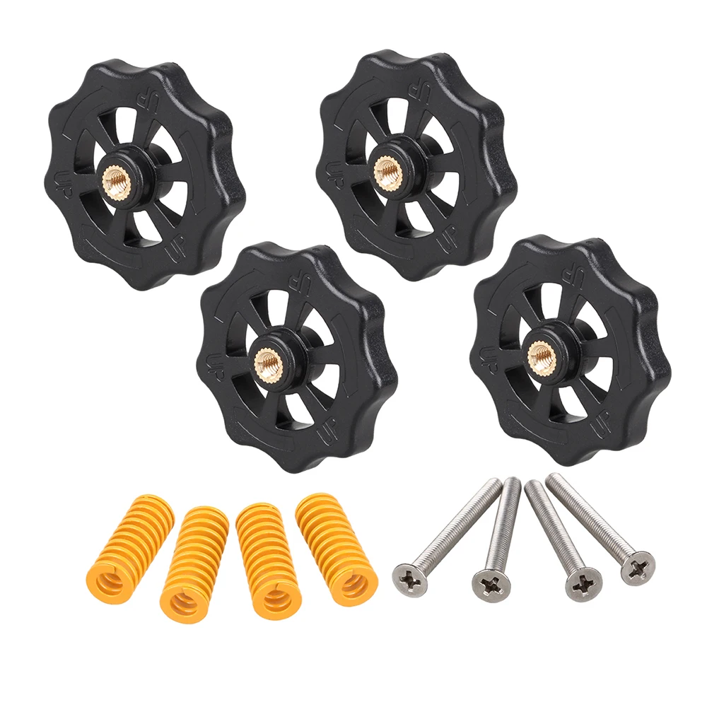 3DSWAY 3D Printer Part M3 M4 Hotbed Nut Spring Screw Leveling Kit Heated Bed Platform Level Spring Accessories for CR-10 Ender 3