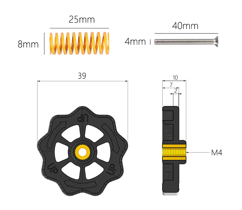 3DSWAY 3D Printer Part M3 M4 Hotbed Nut Spring Screw Leveling Kit Heated Bed Platform Level Spring Accessories for CR-10 Ender 3