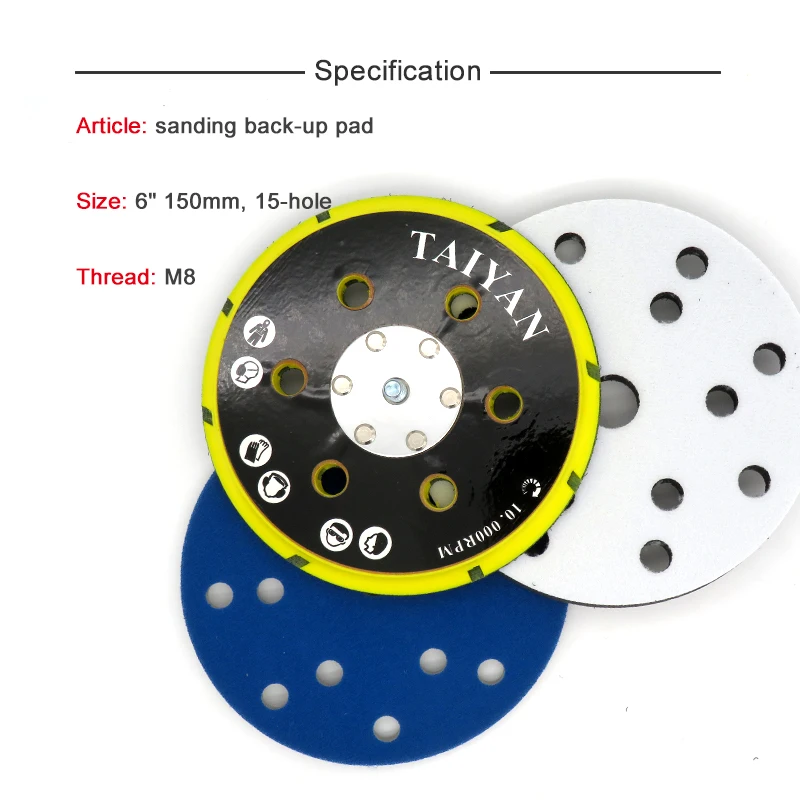 6"150mm 9/15/17/52Holes Sander Backing Pad Hook&Loop Sanding Pads with 5/16"-24 Thread Dust Free Sanding Disc Holder for MIRKA