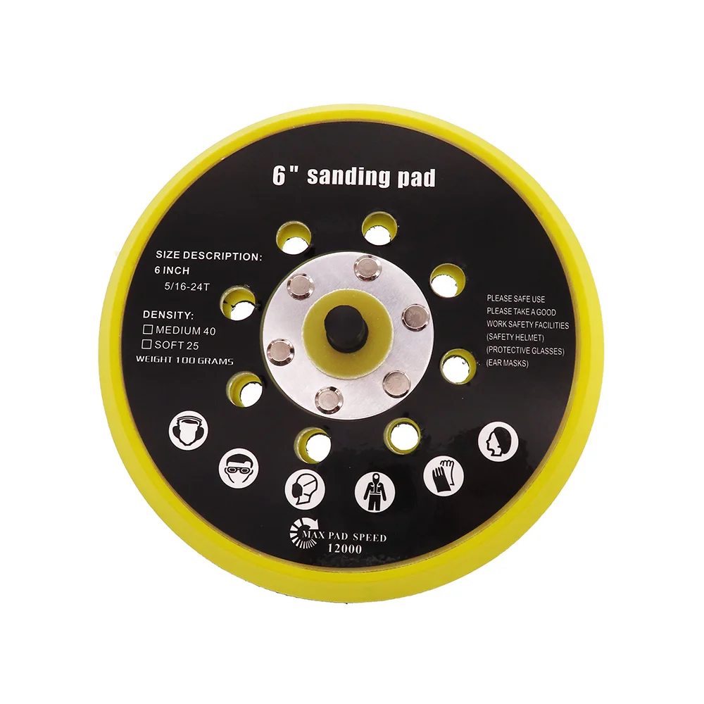 6"150mm 9/15/17/52Holes Sander Backing Pad Hook&Loop Sanding Pads with 5/16"-24 Thread Dust Free Sanding Disc Holder for MIRKA