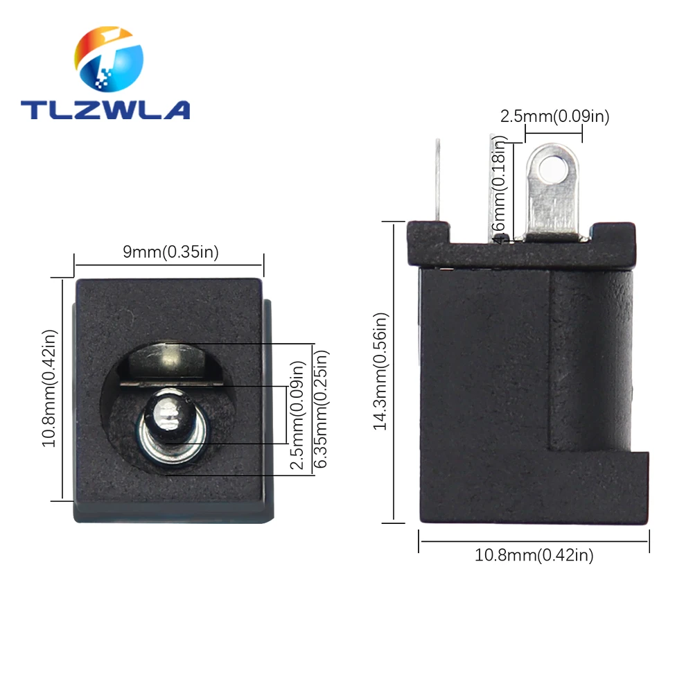 10Pcs Vertical DC Power Socket Connector Jack For 5.5x2.1mm 5.5x2.5mm DC Power Plug