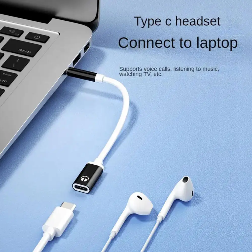 3.5mm Public To Type C Female Flat Head Headphone To Round Head Adapter Cable For Analog Connection To Mobile Phone Converter