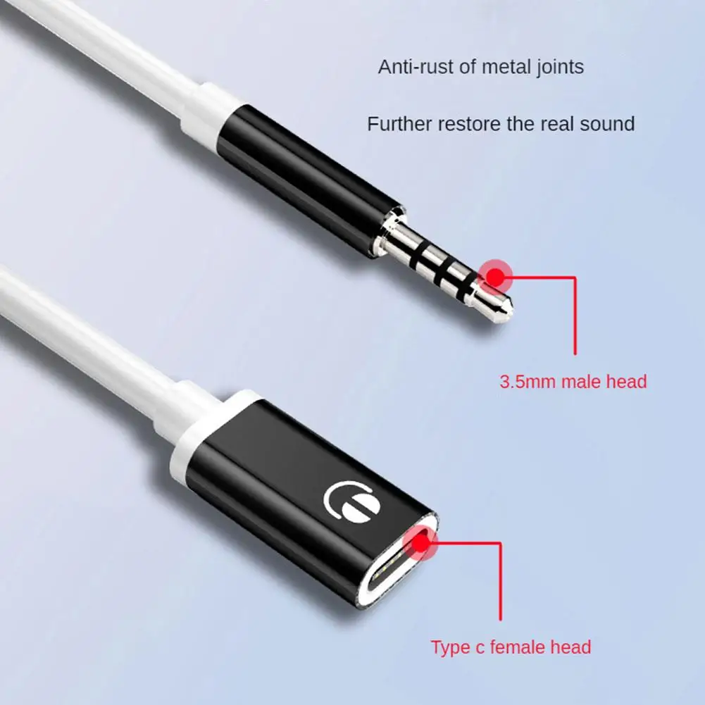 3.5mm Public To Type C Female Flat Head Headphone To Round Head Adapter Cable For Analog Connection To Mobile Phone Converter