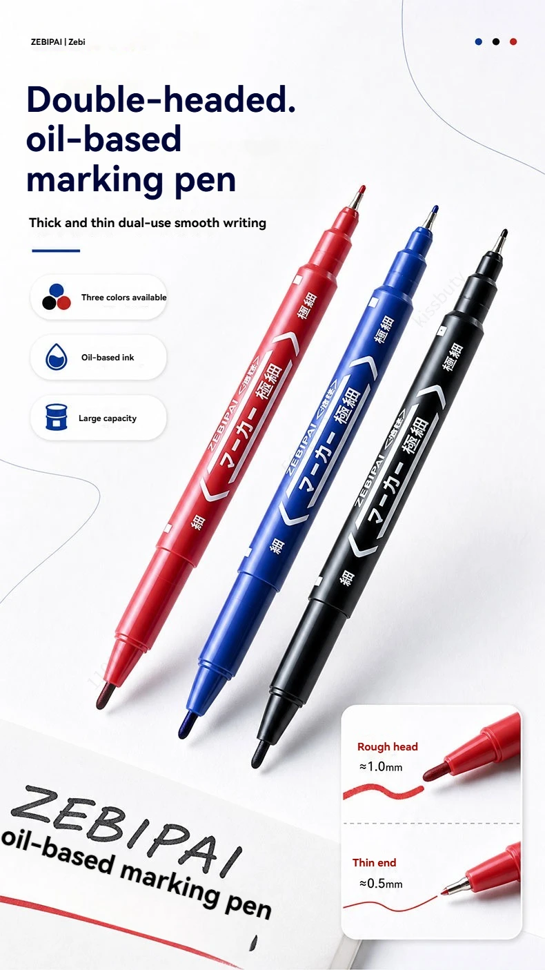 10Pcs/set Double Tip Art Black Blue ink Permanent Paint Marker Pen for Plastic Wood Stone Metal Glass Doodling Marking Graffiti