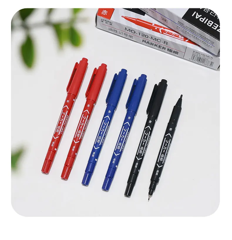 10Pcs/set Double Tip Art Black Blue ink Permanent Paint Marker Pen for Plastic Wood Stone Metal Glass Doodling Marking Graffiti