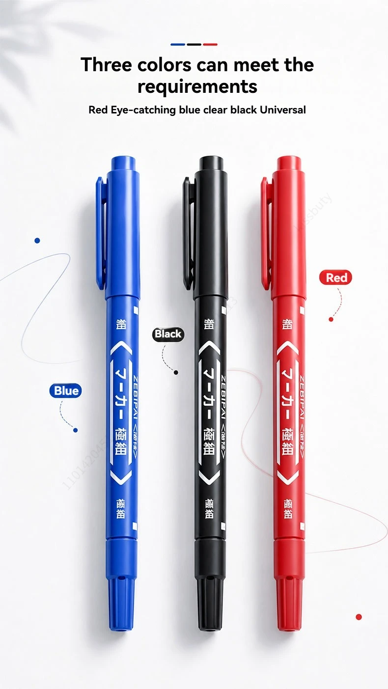 10Pcs/set Double Tip Art Black Blue ink Permanent Paint Marker Pen for Plastic Wood Stone Metal Glass Doodling Marking Graffiti
