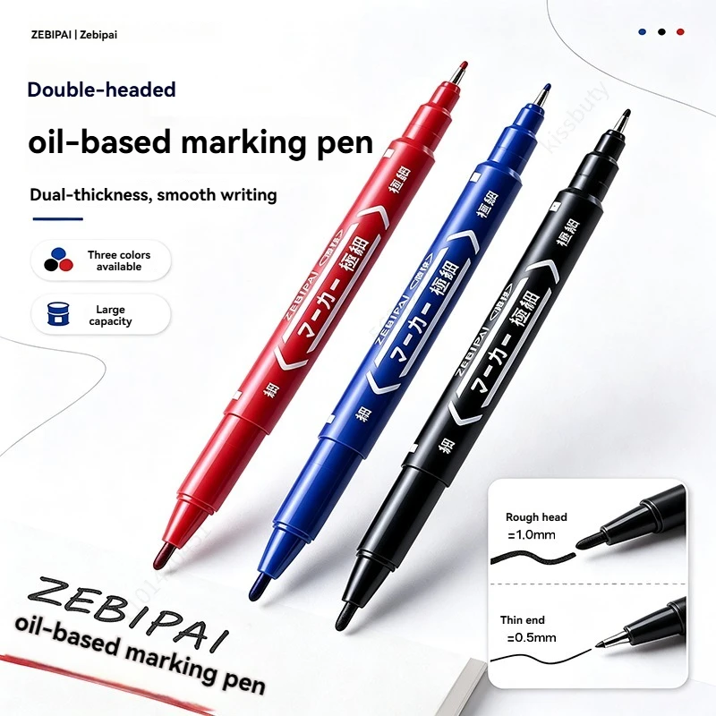 10Pcs/set Double Tip Art Black Blue ink Permanent Paint Marker Pen for Plastic Wood Stone Metal Glass Doodling Marking Graffiti