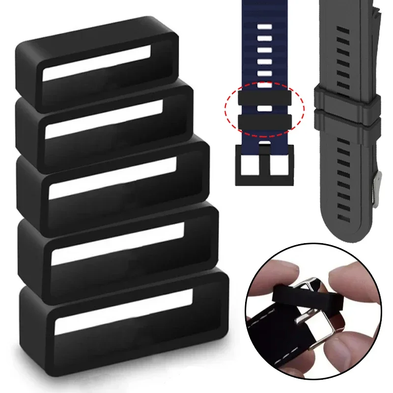 Rubber Ring Watch Strap Loops Silicone Replacement Watchband Keeper Holder Retainer 12 14 16 18 20mm Movable Watch Ring Circle