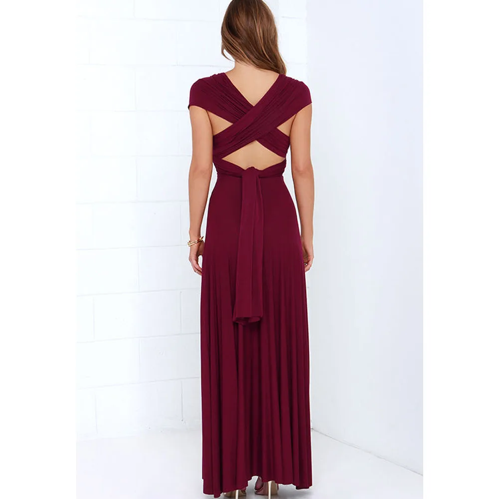 Sexy Women Multiway Wrap Convertible Boho Maxi Club Red Dress Bandage Long Dress Party Bridesmaids Infinity Robe Longue Femme