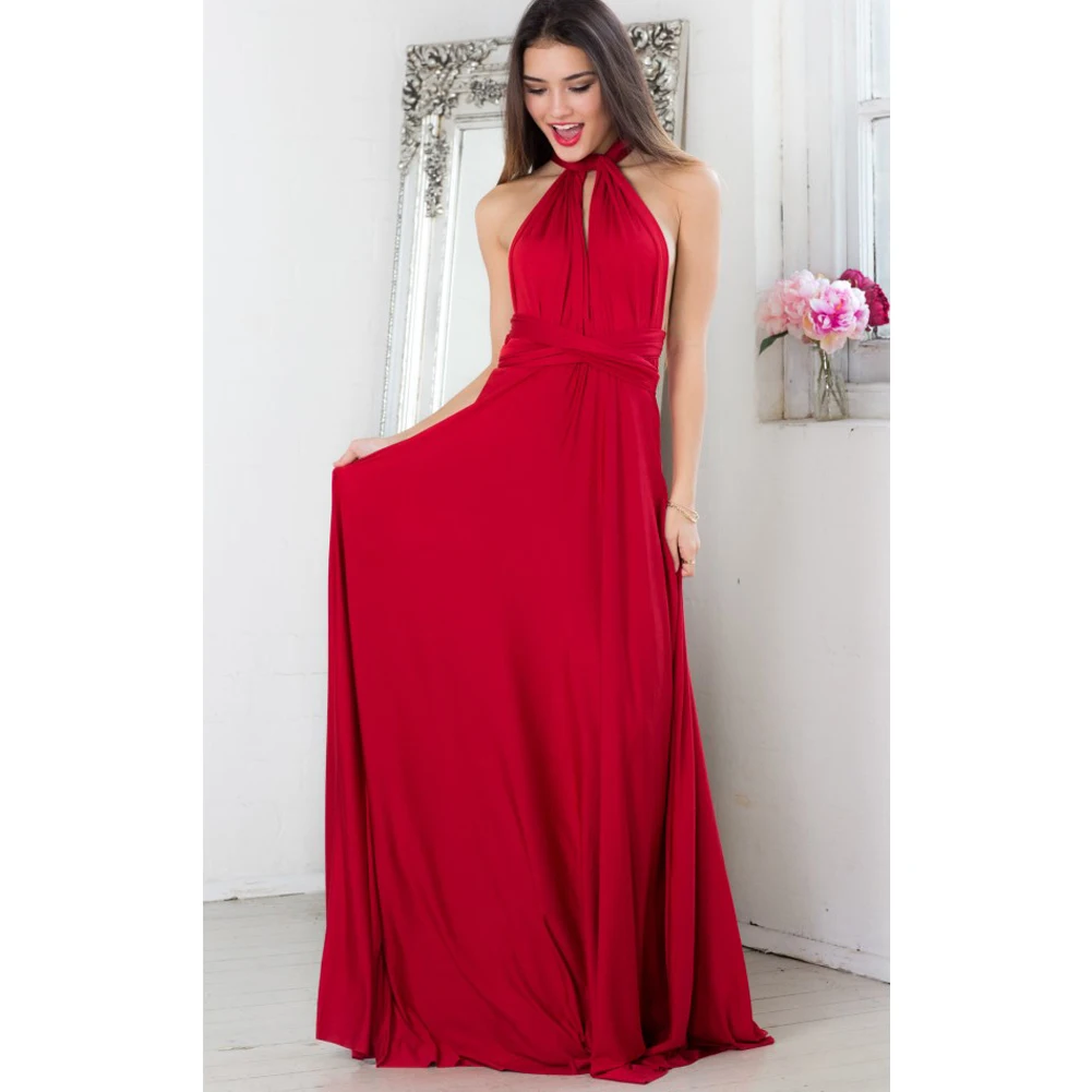 Sexy Women Multiway Wrap Convertible Boho Maxi Club Red Dress Bandage Long Dress Party Bridesmaids Infinity Robe Longue Femme