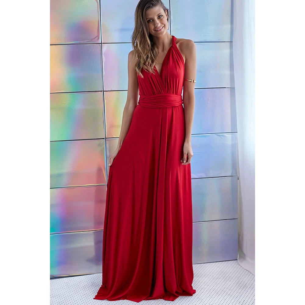 Sexy Women Multiway Wrap Convertible Boho Maxi Club Red Dress Bandage Long Dress Party Bridesmaids Infinity Robe Longue Femme