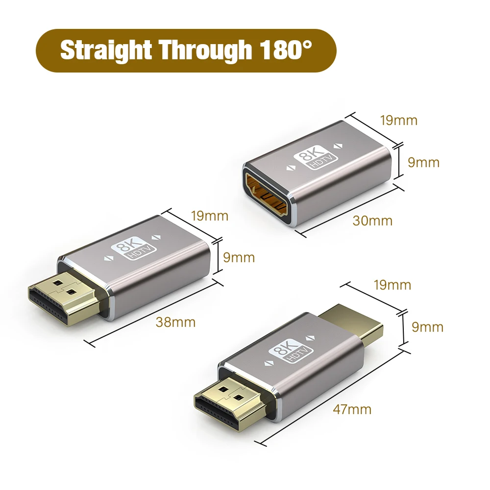 8K HDMI 2.1 Cable Adapter 90 Degree Right Angle Male to Female Connector 4K 8K HDMI Extender for TV Stick PS4 PS5 Xbox PC Laptop