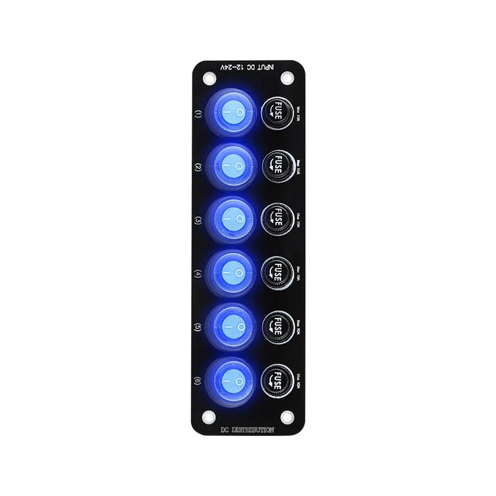 10A Fuse 24V 12V Switch Panel Light Toggle Blue Indicator Buttons Breaker RV Caravan Accessories For Boat Marine Ship Truck Car