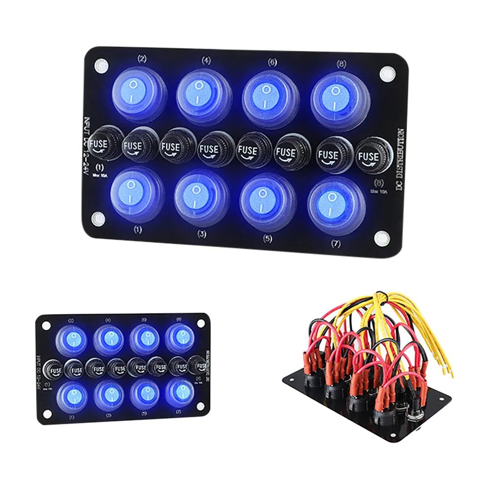 10A Fuse 24V 12V Switch Panel Light Toggle Blue Indicator Buttons Breaker RV Caravan Accessories For Boat Marine Ship Truck Car