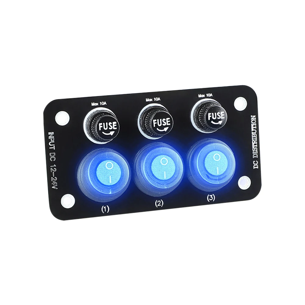 10A Fuse 24V 12V Switch Panel Light Toggle Blue Indicator Buttons Breaker RV Caravan Accessories For Boat Marine Ship Truck Car