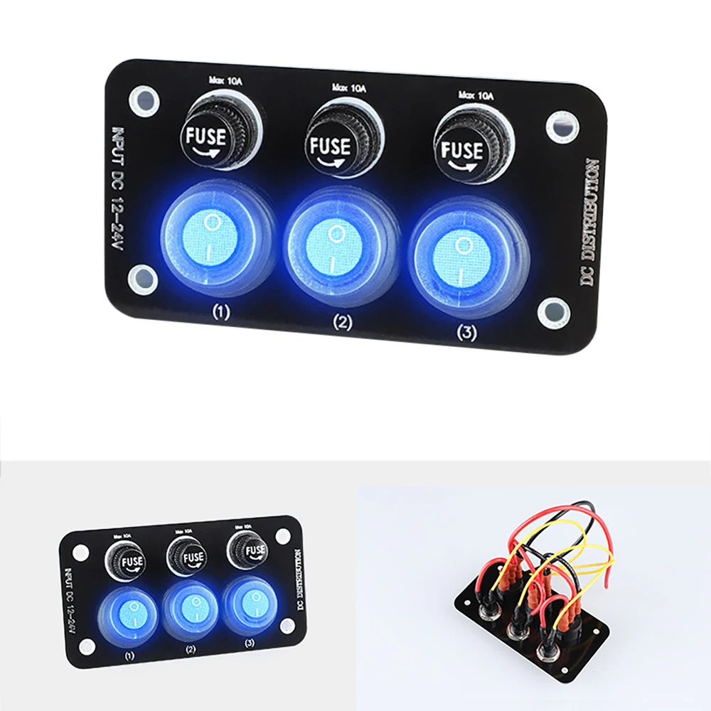10A Fuse 24V 12V Switch Panel Light Toggle Blue Indicator Buttons Breaker RV Caravan Accessories For Boat Marine Ship Truck Car