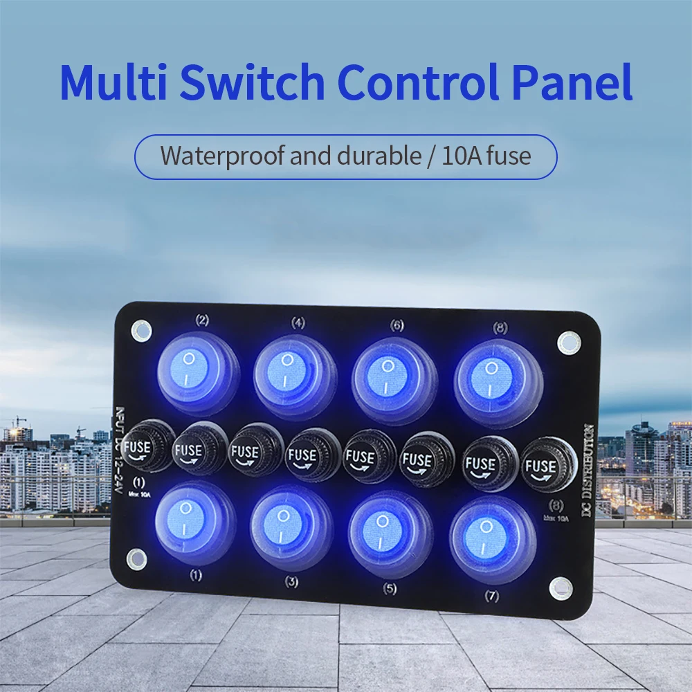 10A Fuse 24V 12V Switch Panel Light Toggle Blue Indicator Buttons Breaker RV Caravan Accessories For Boat Marine Ship Truck Car