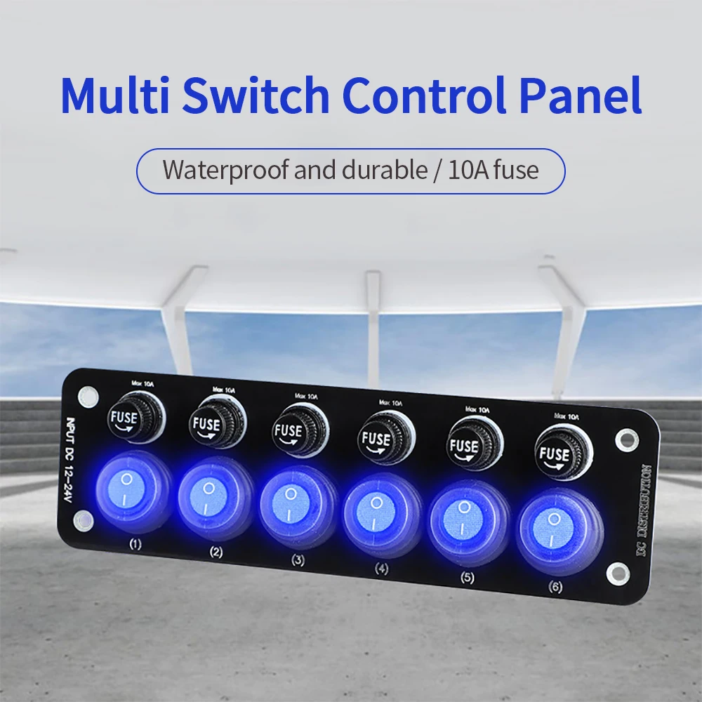 10A Fuse 24V 12V Switch Panel Light Toggle Blue Indicator Buttons Breaker RV Caravan Accessories For Boat Marine Ship Truck Car