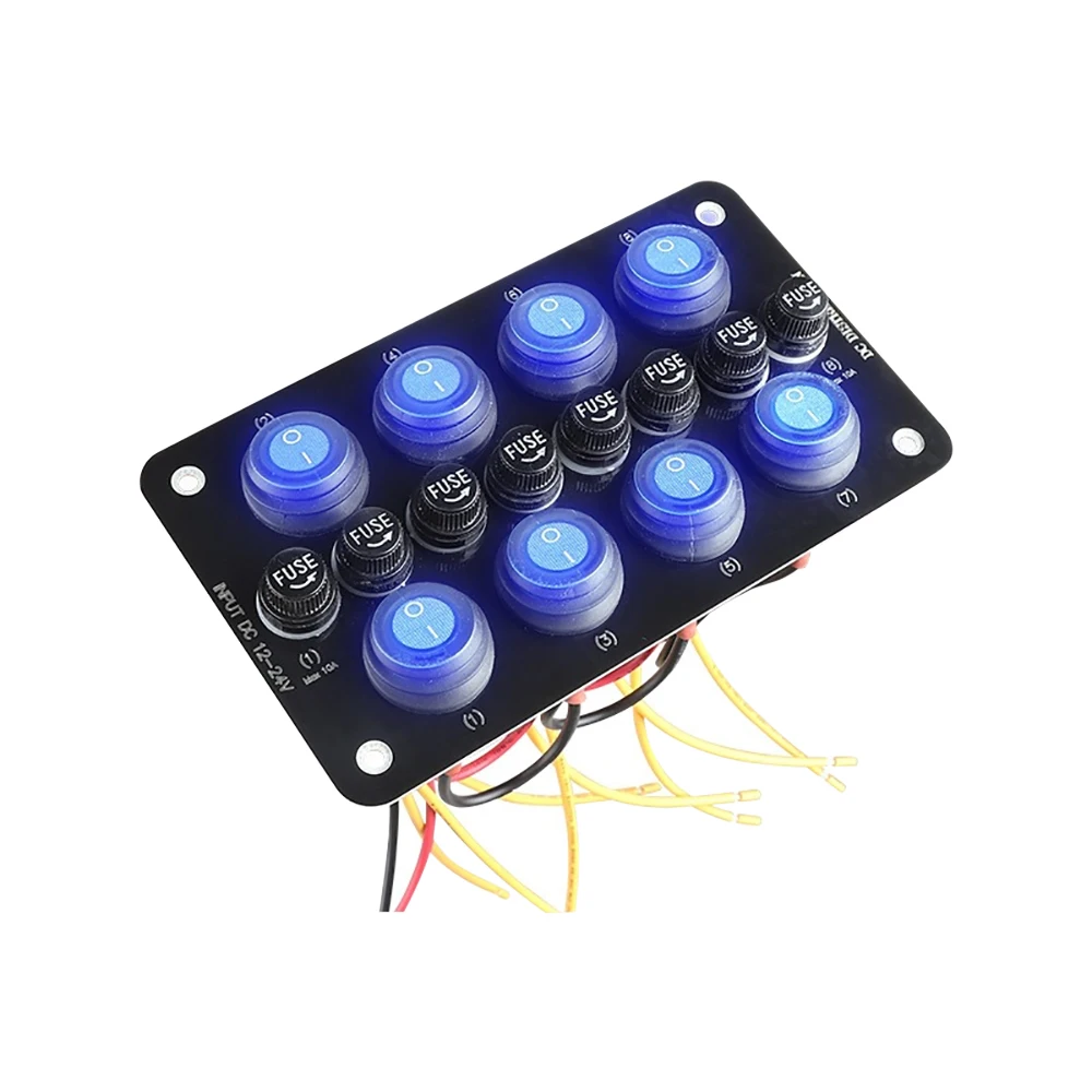 10A Fuse 24V 12V Switch Panel Light Toggle Blue Indicator Buttons Breaker RV Caravan Accessories For Boat Marine Ship Truck Car