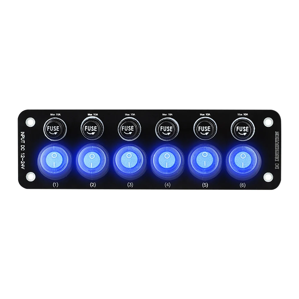 10A Fuse 24V 12V Switch Panel Light Toggle Blue Indicator Buttons Breaker RV Caravan Accessories For Boat Marine Ship Truck Car