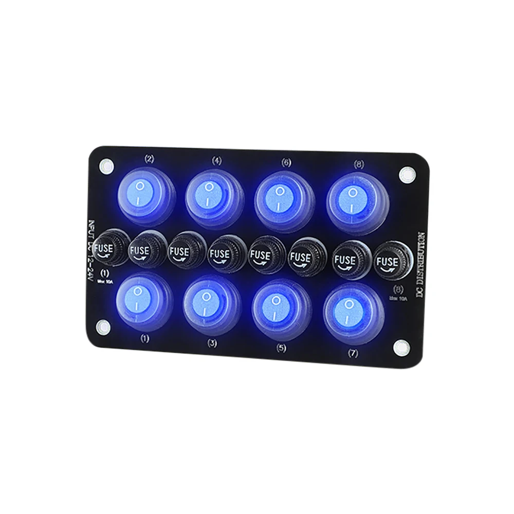 10A Fuse 24V 12V Switch Panel Light Toggle Blue Indicator Buttons Breaker RV Caravan Accessories For Boat Marine Ship Truck Car