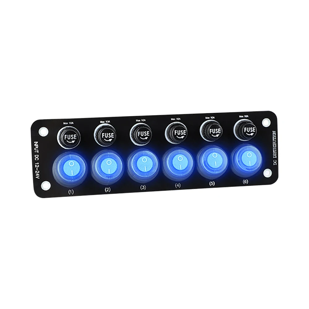 10A Fuse 24V 12V Switch Panel Light Toggle Blue Indicator Buttons Breaker RV Caravan Accessories For Boat Marine Ship Truck Car