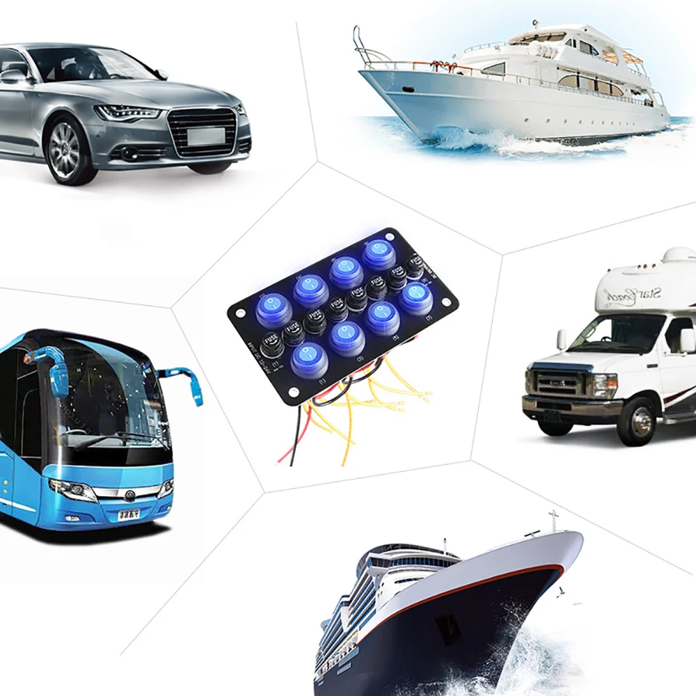 10A Fuse 24V 12V Switch Panel Light Toggle Blue Indicator Buttons Breaker RV Caravan Accessories For Boat Marine Ship Truck Car