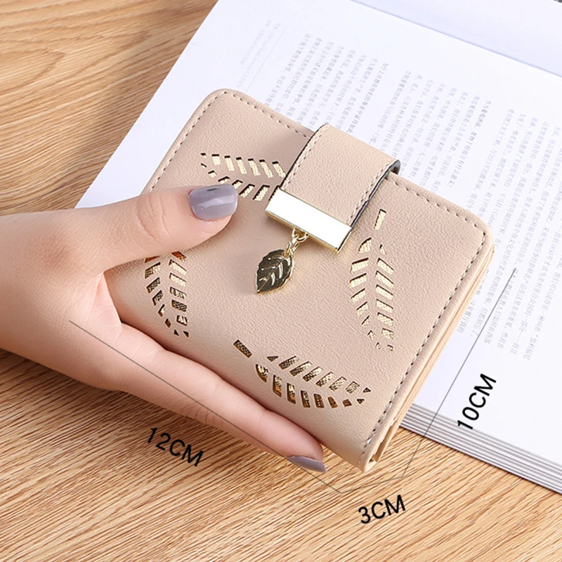Ladies Fashion Wallet PU Leather Phone Purse Female Hollow Leaves Pouch Clutch Handbag For Women Coin Card Holders Long Wallets