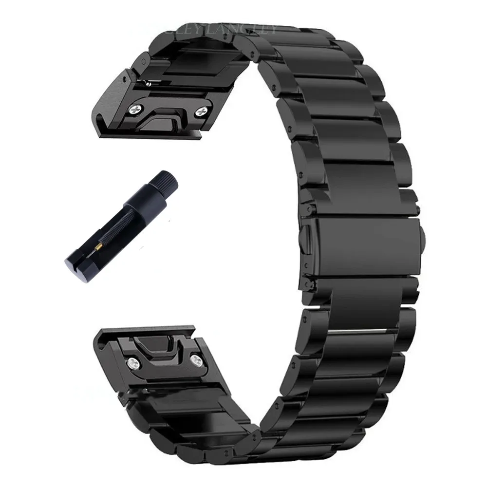 20 22 26mm Quick Release Solid Stainless Steel Watch Strap for Garmin Fenix 8X 7X 7 7S 6S 6X 6 Pro 5X 5 5S 3HR Metal Bracelet