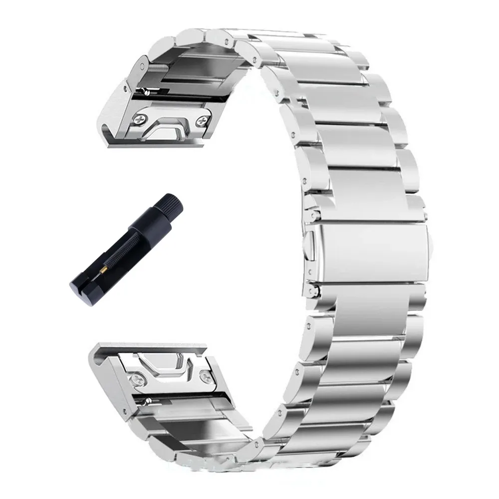 20 22 26mm Quick Release Solid Stainless Steel Watch Strap for Garmin Fenix 8X 7X 7 7S 6S 6X 6 Pro 5X 5 5S 3HR Metal Bracelet