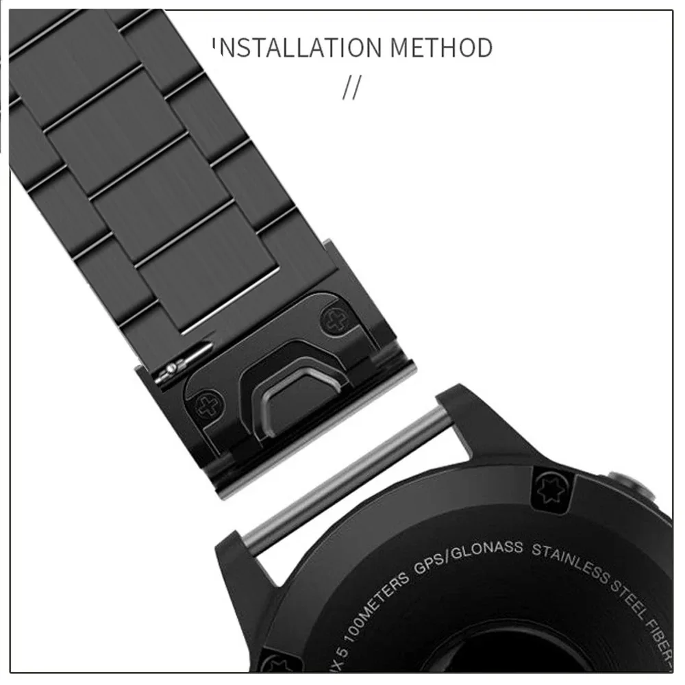 20 22 26mm Quick Release Solid Stainless Steel Watch Strap for Garmin Fenix 8X 7X 7 7S 6S 6X 6 Pro 5X 5 5S 3HR Metal Bracelet