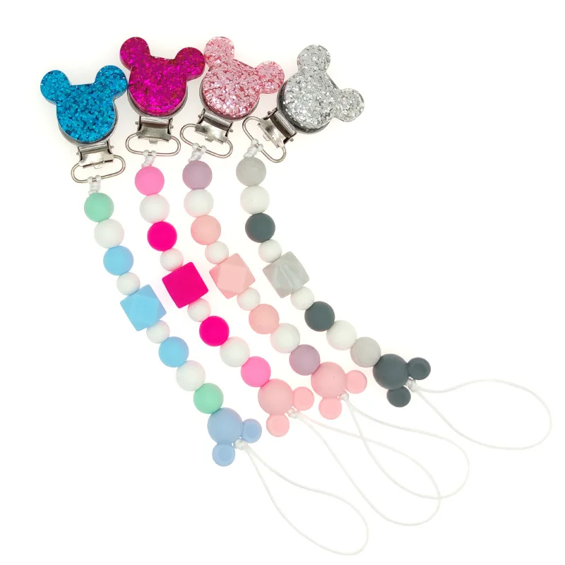 Baby Pacifier Clips Chain Silicone Beads Teether Toys Dummy Holder Pacifier Chain Gift