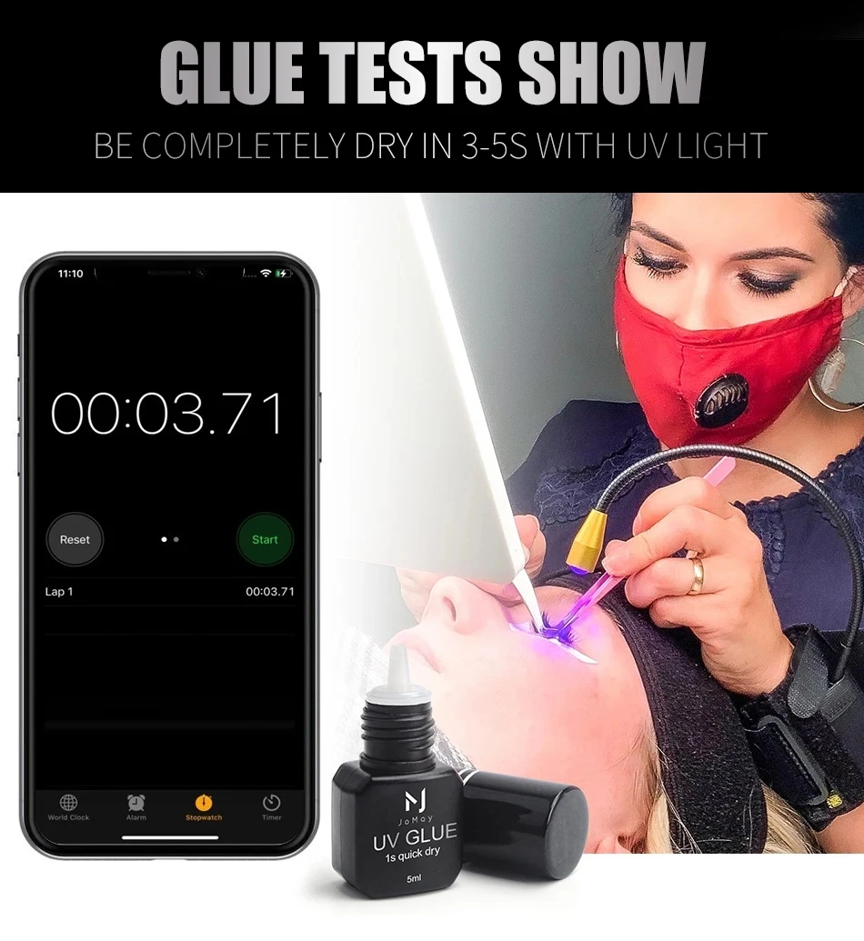 UV Eyelash Glue Makeup Tools Water Proof Quick Dry in 1 Second Eyelash Extension Supplies Colorless Tasteless Eyelash Glue