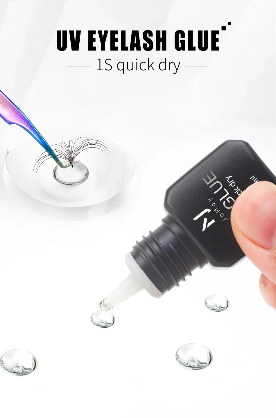 UV Eyelash Glue Makeup Tools Water Proof Quick Dry in 1 Second Eyelash Extension Supplies Colorless Tasteless Eyelash Glue