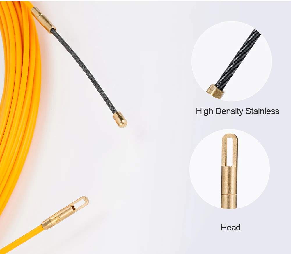 3mm 5-50M Fiberglass Fish Tape Cable Puller Electrician Wire Threading Aid Tool Conduit Through Wall Electrical Cable Guide