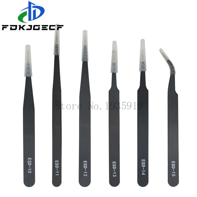 1PCS VETUS BGA ESD Stainless Steel Antistatic Tweezers ESD-10/ESD-11/ESD-12/ESD-13/ESD-14/ESD-15 SMD Reworking Soldering Tools