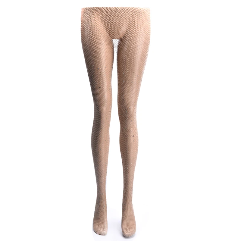 Summer Fishnet Diamond Pantyhose Women Sexy Fashion Shiny Net Tights Female Slim Rhinestone Mesh Nylon Stockings Tights