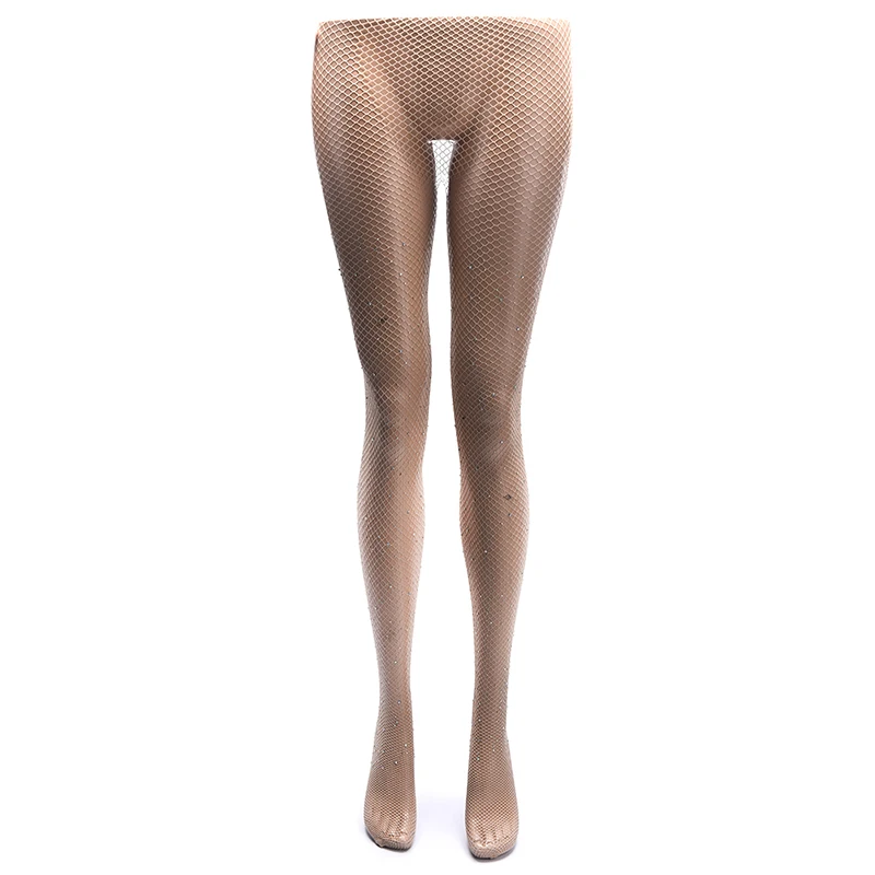 Summer Fishnet Diamond Pantyhose Women Sexy Fashion Shiny Net Tights Female Slim Rhinestone Mesh Nylon Stockings Tights